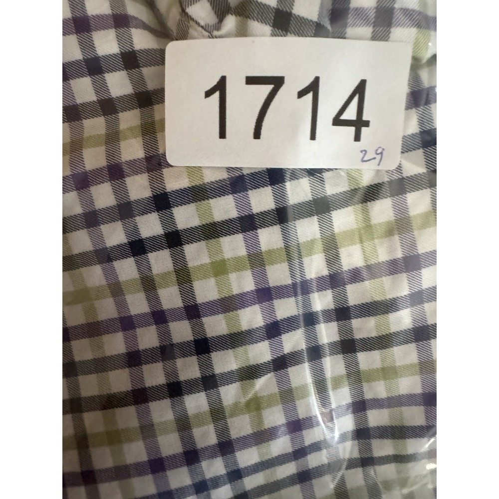 Robert Talbott Dress Shirt Mens L Green Blue Purple Plaid Button Up Chest Pocket - Picture 16 of 16